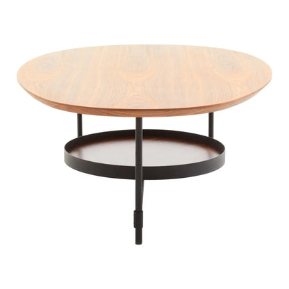 Doha Oblong Wooden Top Coffee Table With Black Metal Base