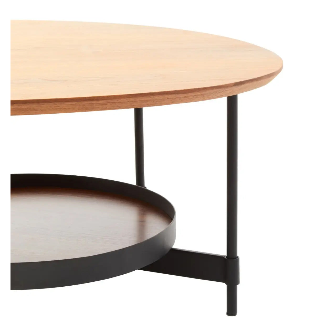 Doha Oblong Wooden Top Coffee Table With Black Metal Base