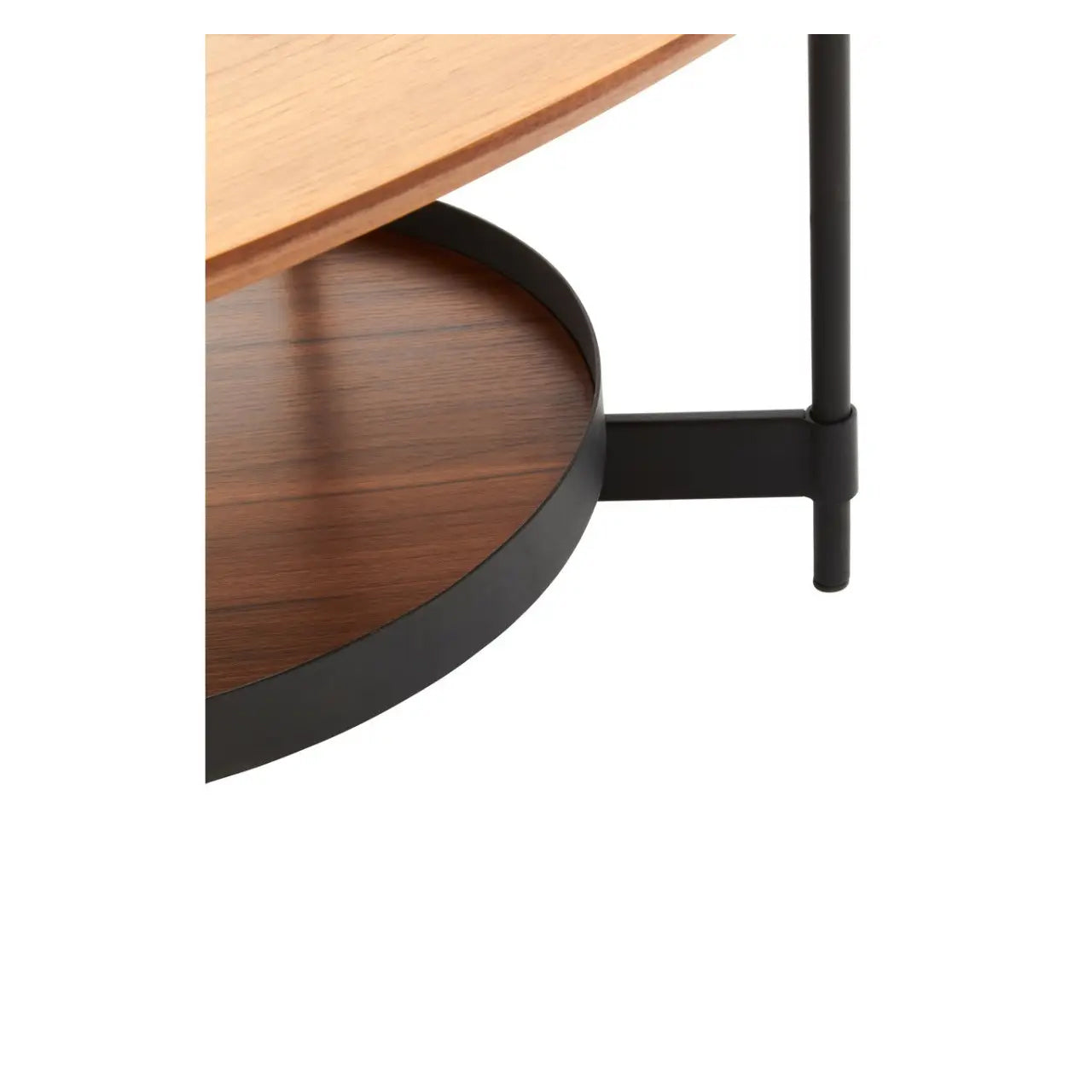 Doha Oblong Wooden Top Coffee Table With Black Metal Base