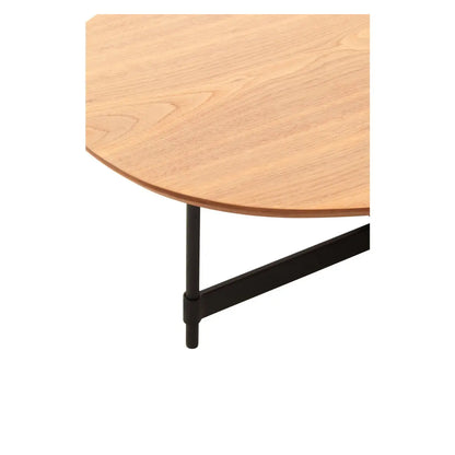Doha Oblong Wooden Top Coffee Table With Black Metal Base