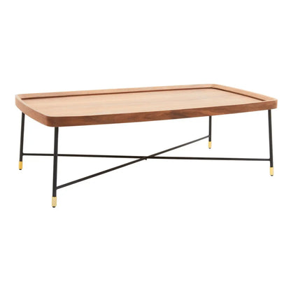 Doha Wooden Coffee Table With Cross Metal Legs