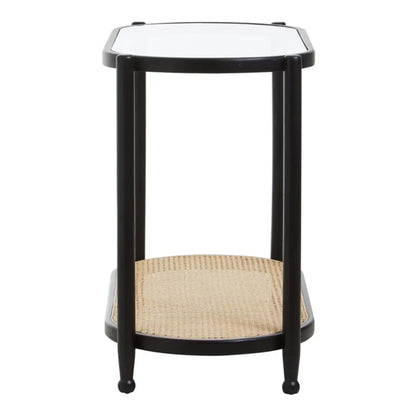 Cebu Clear Glass Top Console Table With Undershelf In Black