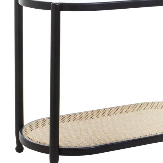 Cebu Clear Glass Top Console Table With Undershelf In Black