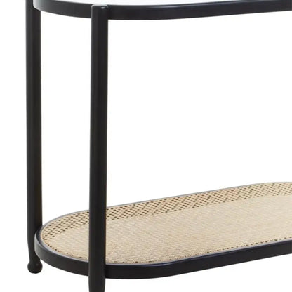 Cebu Clear Glass Top Console Table With Undershelf In Black