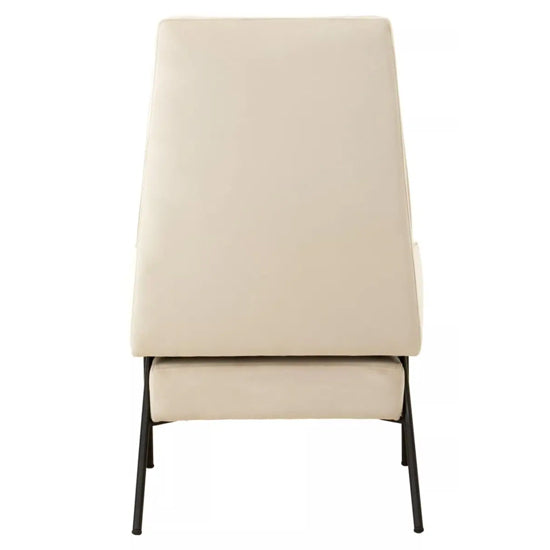 Henia Velvet Armchair In Cream With Black Metal Legs