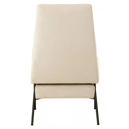 Henia Velvet Armchair In Cream With Black Metal Legs