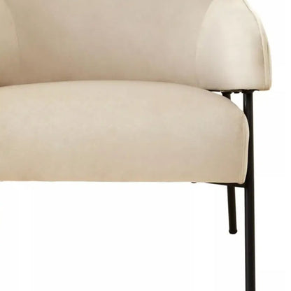 Henia Velvet Armchair In Cream With Black Metal Legs