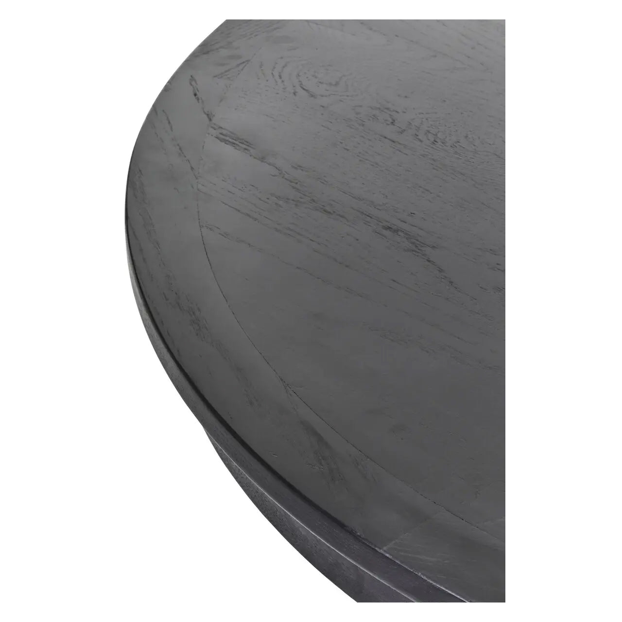 Lyon Wooden Round Dining Table In Matt Black Oak