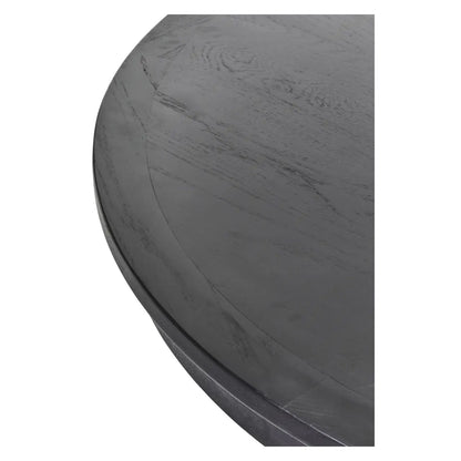 Lyon Wooden Round Dining Table In Matt Black Oak