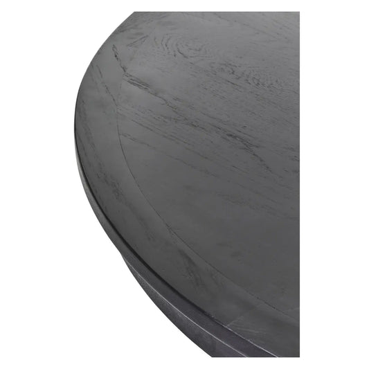Lyon Wooden Round Dining Table In Matt Black Oak
