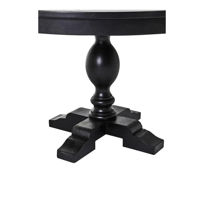 Lyon Wooden Round Dining Table In Matt Black Oak