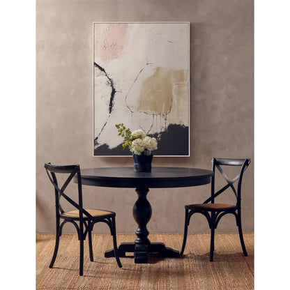 Lyon Wooden Round Dining Table In Matt Black Oak
