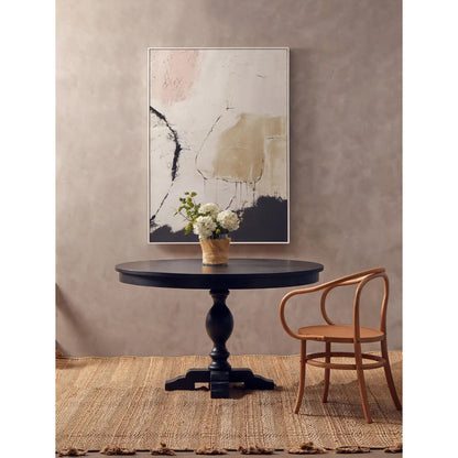 Lyon Wooden Round Dining Table In Matt Black Oak