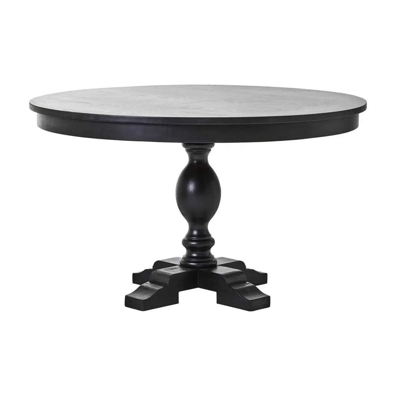 Lyon Wooden Round Dining Table In Matt Black Oak