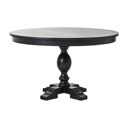 Lyon Wooden Round Dining Table In Matt Black Oak