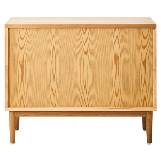 Lyon Wooden Bedside Cabinet With 2 Drawers In Natural Rattan And Oak