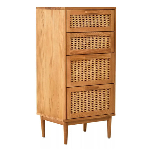 Lyon Wooden Chest Of 3 Drawers In Natural Rattan And Oak