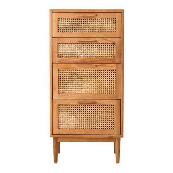 Lyon Wooden Chest Of 3 Drawers In Natural Rattan And Oak