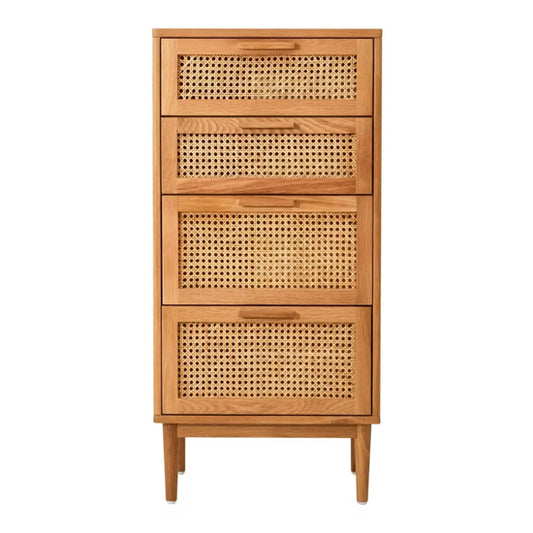 Lyon Wooden Chest Of 3 Drawers In Natural Rattan And Oak