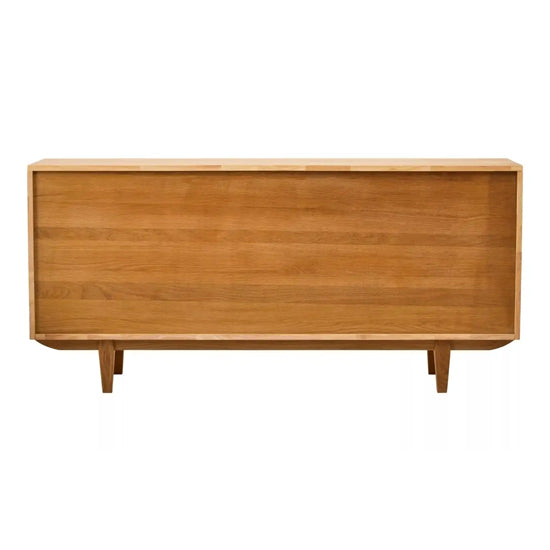 Lyon Wooden Sideboard With 4 Doors In Natural Rattan And Oak