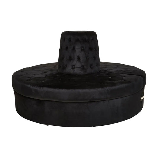 Hartford Round Velvet Tufted Sofa In Black