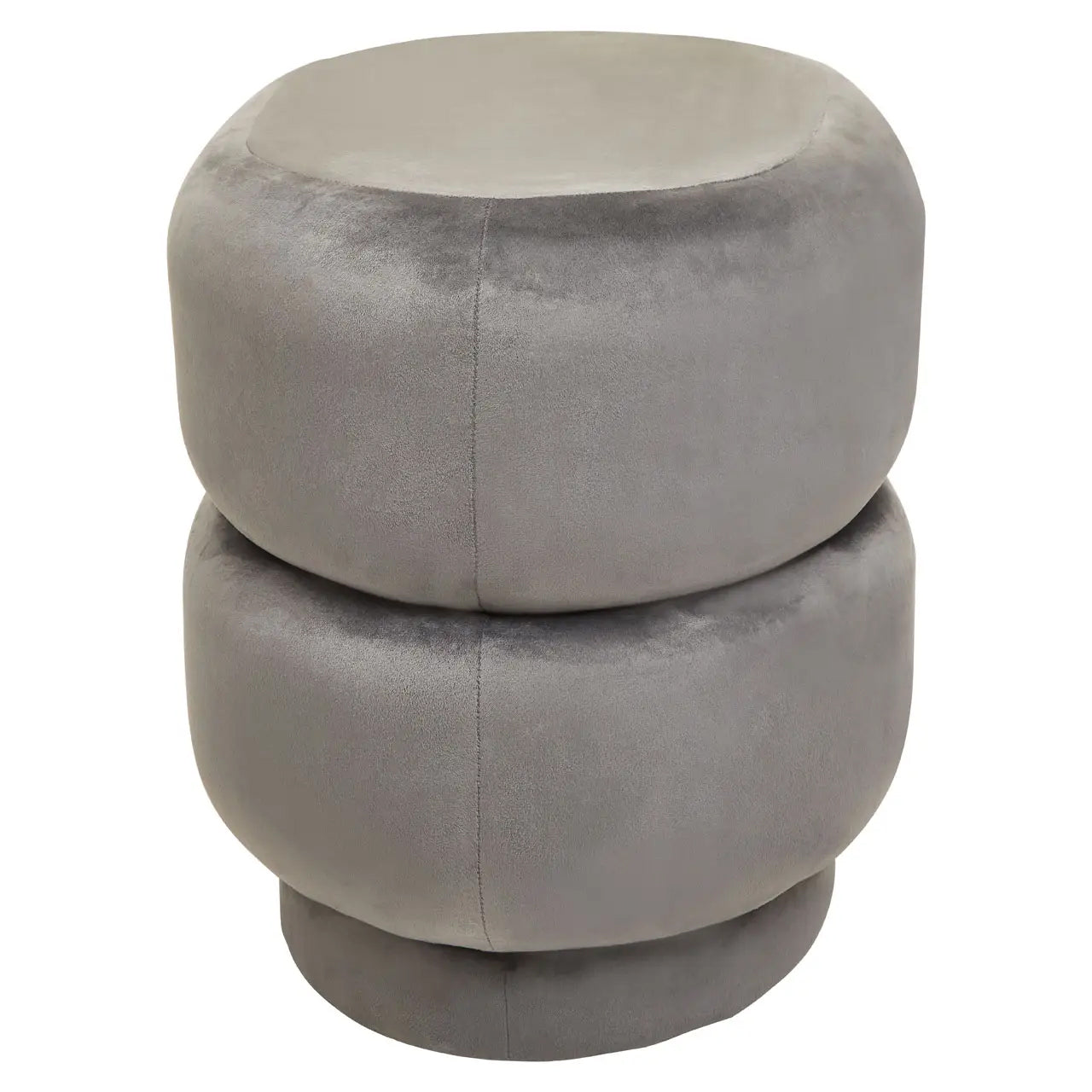 Hartford Small Round Velvet Stool In Grey