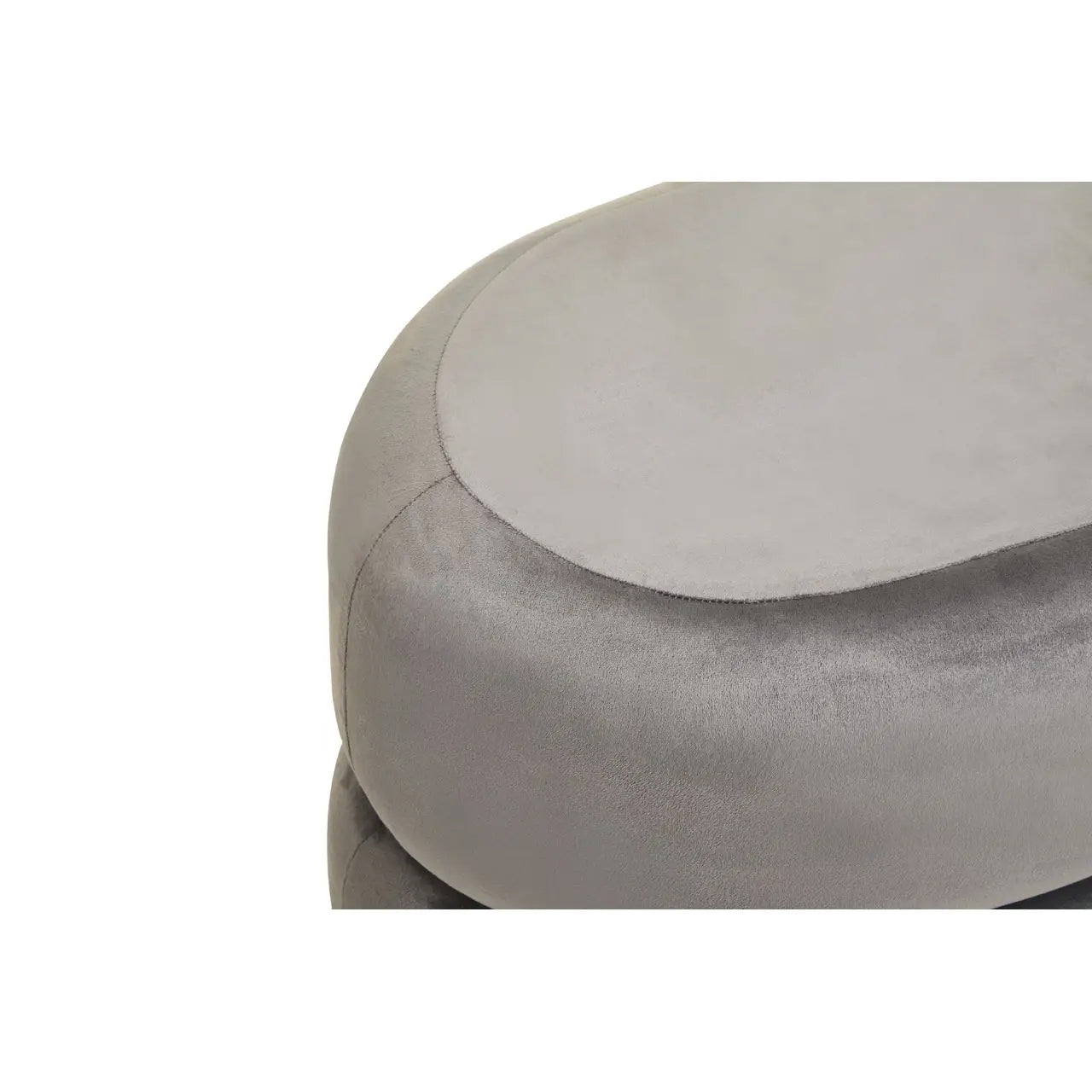 Hartford Small Round Velvet Stool In Grey