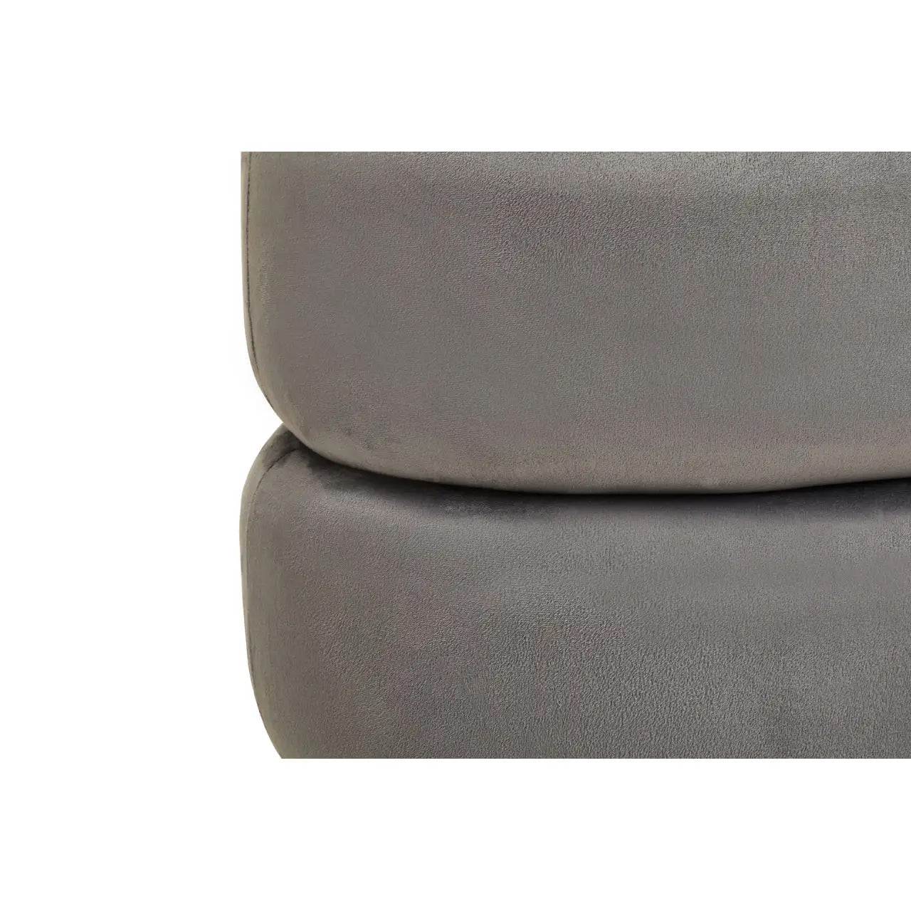 Hartford Small Round Velvet Stool In Grey