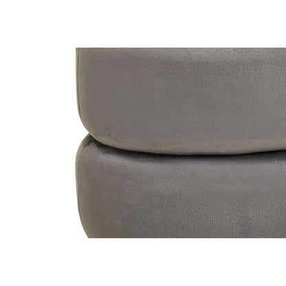 Hartford Small Round Velvet Stool In Grey
