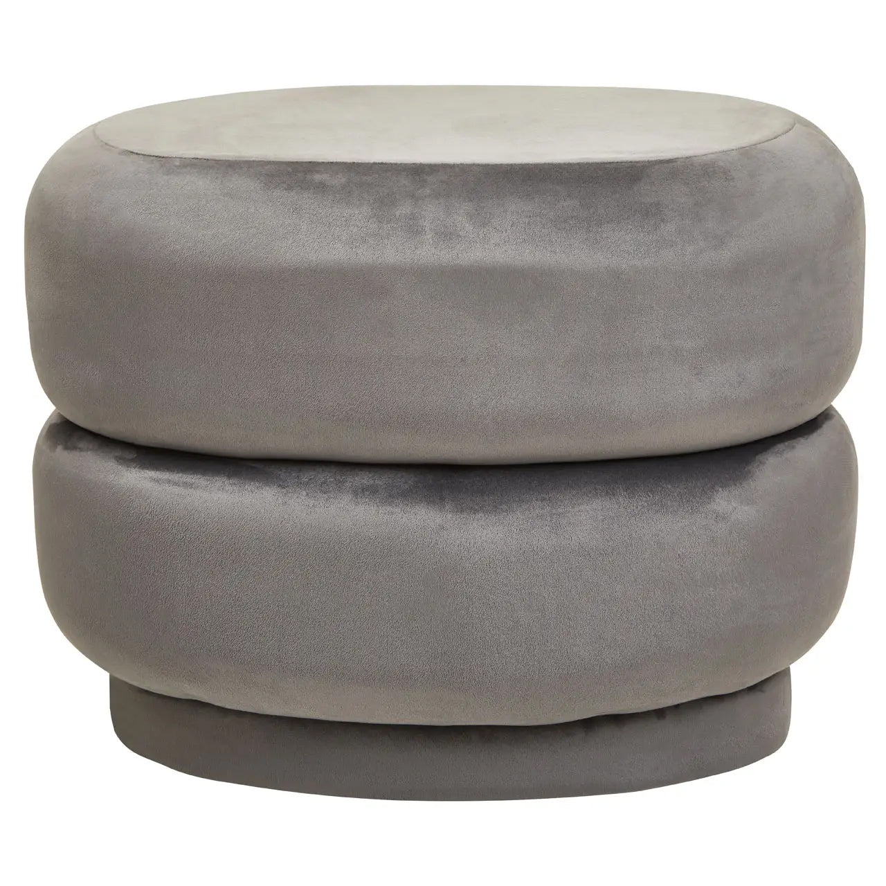 Hartford Small Round Velvet Stool In Grey
