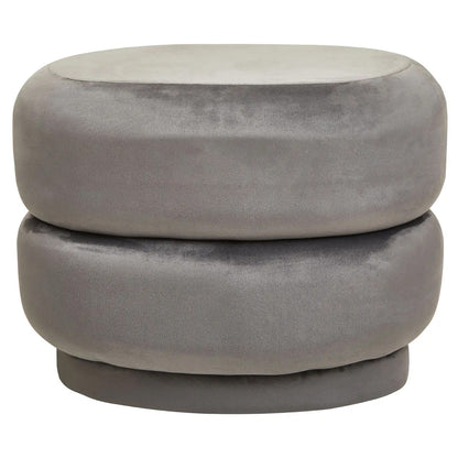 Hartford Small Round Velvet Stool In Grey