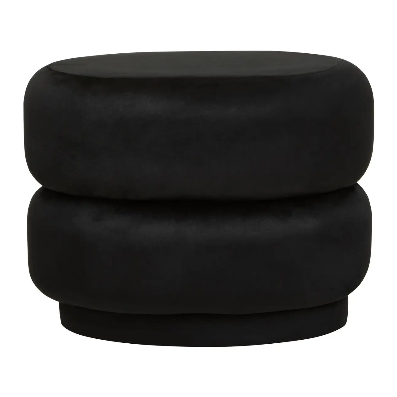 Hartford Round Velvet Stool In Black