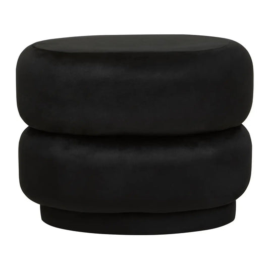 Hartford Round Velvet Stool In Black