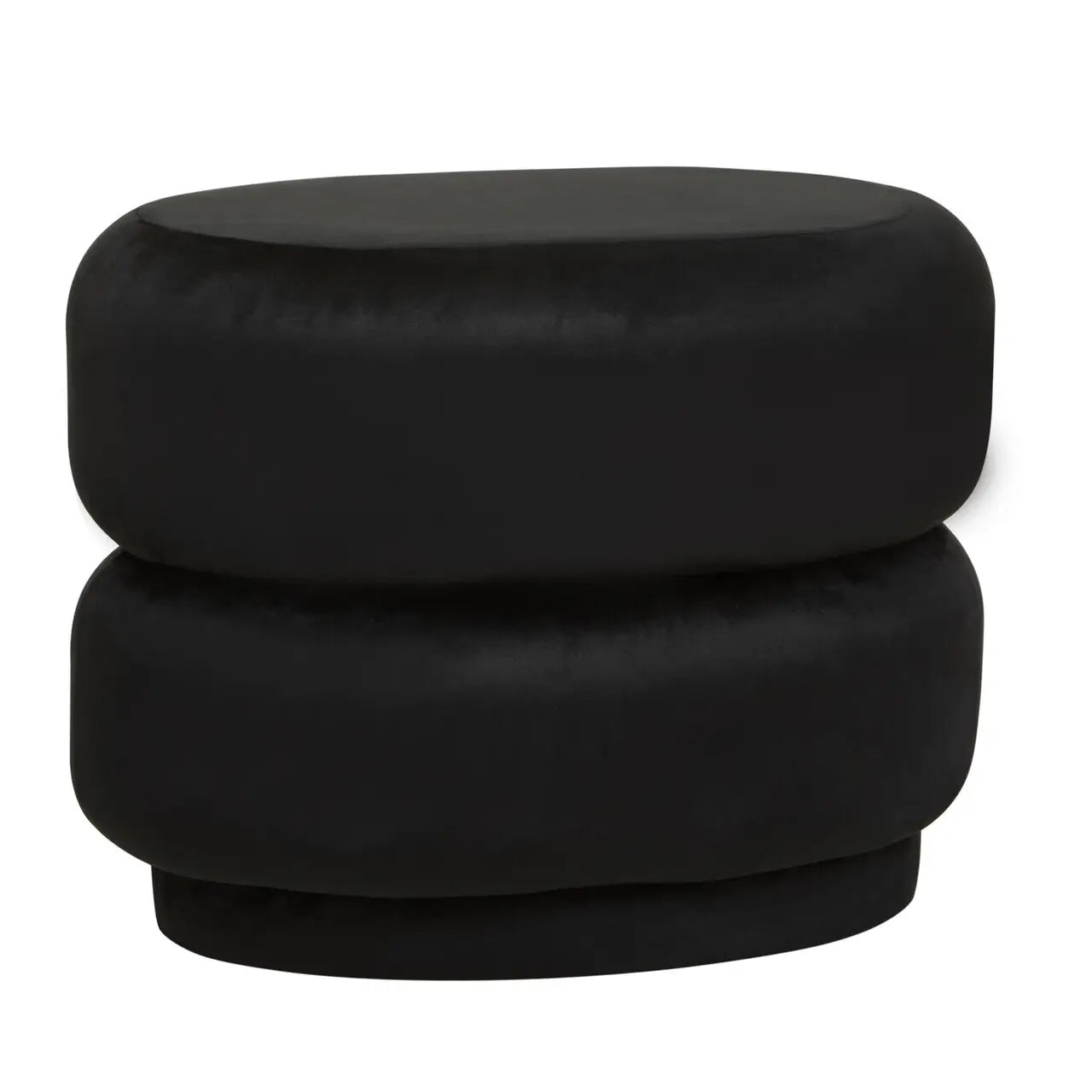 Hartford Round Velvet Stool In Black