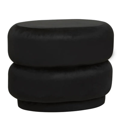 Hartford Round Velvet Stool In Black