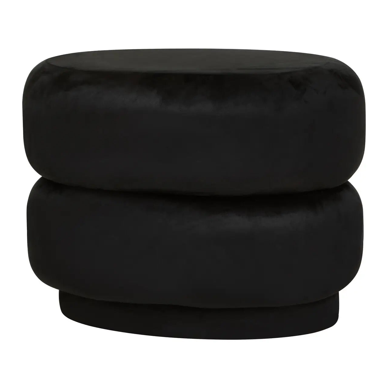 Hartford Round Velvet Stool In Black