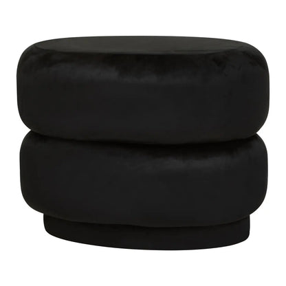 Hartford Round Velvet Stool In Black