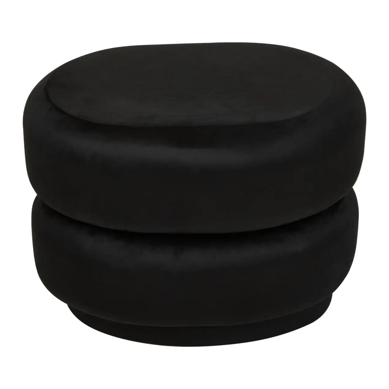 Hartford Round Velvet Stool In Black