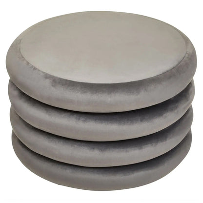 Hartford Round Velvet Stool In Grey