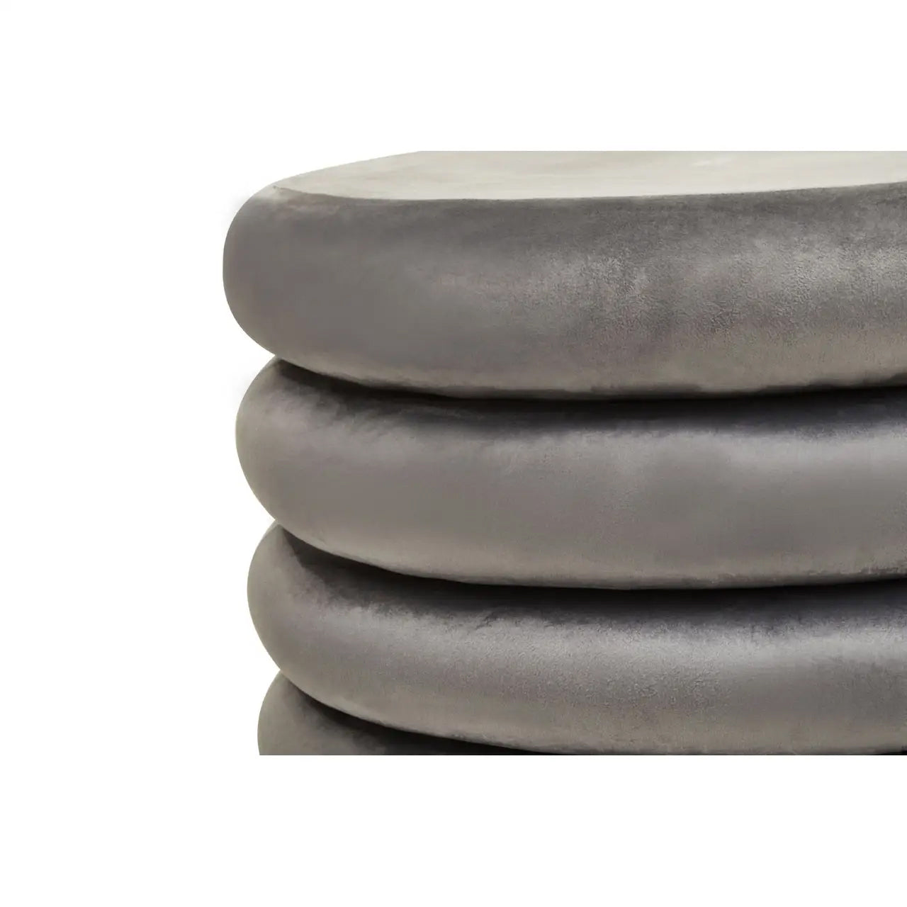 Hartford Round Velvet Stool In Grey