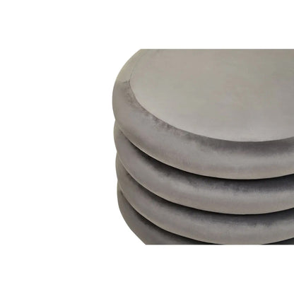 Hartford Round Velvet Stool In Grey