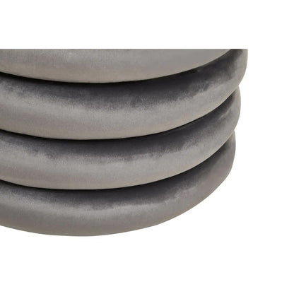 Hartford Round Velvet Stool In Grey