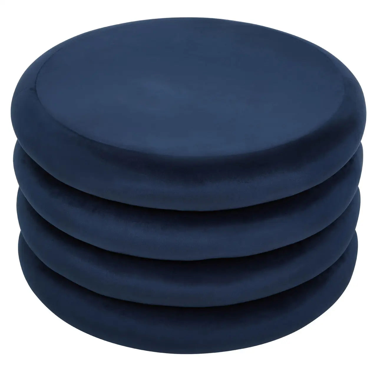 Hartford Round Velvet Stool In Midnight Blue