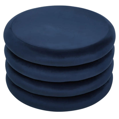 Hartford Round Velvet Stool In Midnight Blue