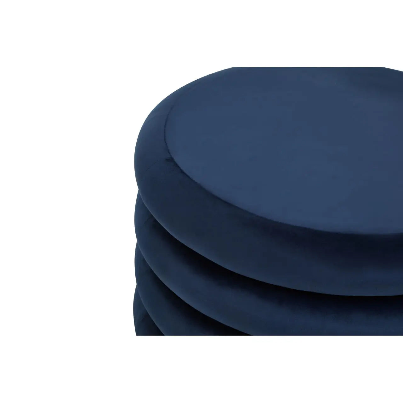 Hartford Round Velvet Stool In Midnight Blue