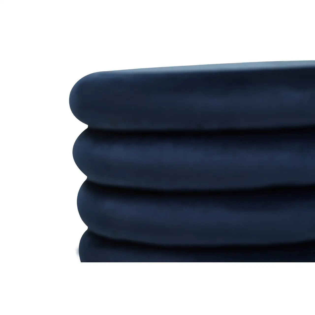 Hartford Round Velvet Stool In Midnight Blue