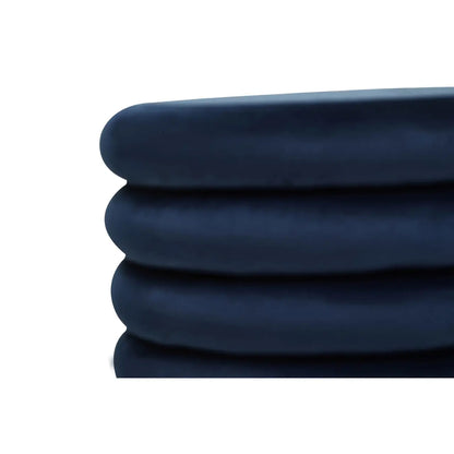 Hartford Round Velvet Stool In Midnight Blue
