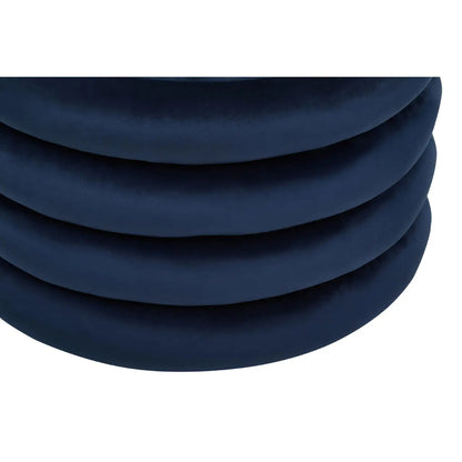 Hartford Round Velvet Stool In Midnight Blue