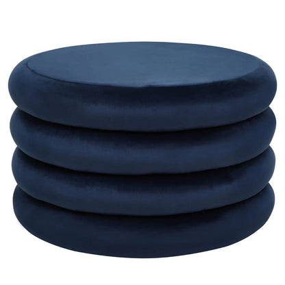 Hartford Round Velvet Stool In Midnight Blue