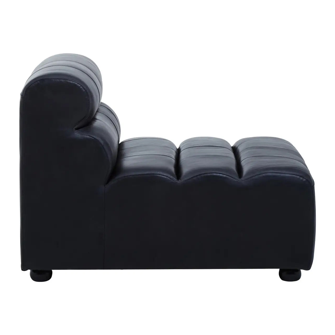 King Armless Distressed Leather Sofa Chair In Slate Grey